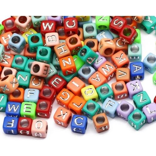 6mm Square Color Acrylic Letter Beads Mix 100-500pcs Alphabet Spacer Beads For DIY Jewelry Making Necklace Bracelet Accessories