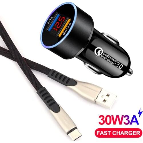 Mini Quick Charge 3.0 Car Charger For iPhone 12 Samsung Fast Charging QC 3.0 Car-Charger For Xiaomi Huawei Car Phone USB Charger