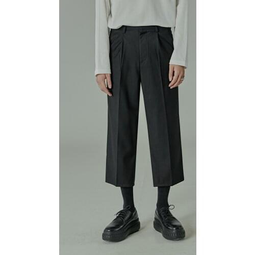 Sagging small trousers mens straight tube loose summer thin casual wide leg pants Korean DK mens Capris trendy men