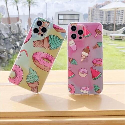 Tasty Cute Donuts ice Cream Case For iPhone 11 Pro Max 12 Pro Max 7 8 Plus SE 2020 X XR XS Max Soft Camera Protection Back Coque