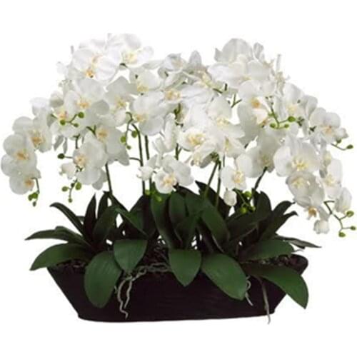 Flower Arrangment 12 PCS Orchids + 10 PCS Leaves Real Touch Flower Wedding Fake Flower Decorative Event Flower Free Shipping