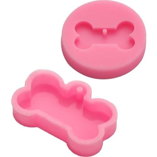 Silicone Dog Bone Keychain Mold Epoxy Resin Mould Dog Tag Label Molds Handmade DIY Jewelry Making