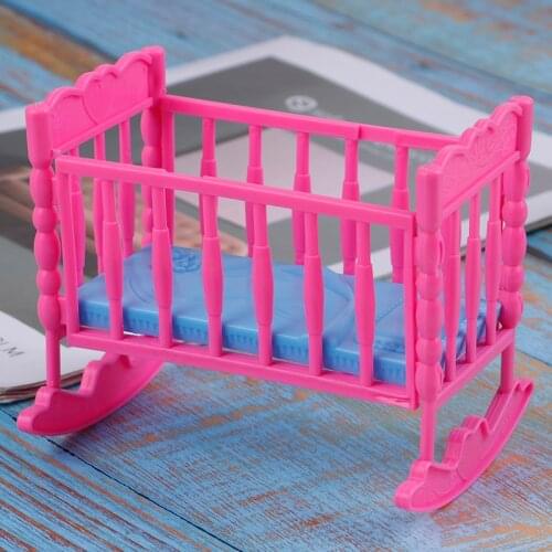 Rocking Cradle Bed Doll House Toy Furniture For Kelly Barbie Doll Accessories Girls Toy Gift Baby Shower Gift Girls Toy
