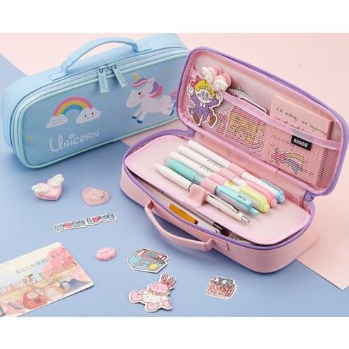Pencil Case For Girls Cool Estuches Stationery And Office Papeleria Bonita Supply School Unicorn Case Pencil Pouch Cute Pen Box