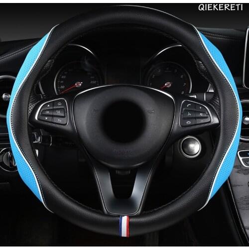 QIEKERETI Leather Car Steering Wheel Cover For Hondas Civics CRV BRV Fit Jazz Accords City Freed Mobilio Stream