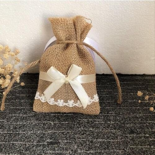Lace Burlap Gift Packaging Pouch pack of 50 Baby Shower Birthday Wedding Party Candy Bag
