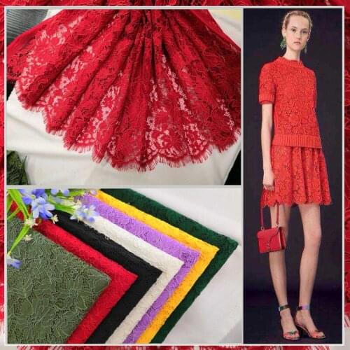 LASUI 1.5m *1.5m =1 piece Graceful 7 colors cord eyelash lace fabric French Weeding Dress fashion cloth skin-friendly C0266