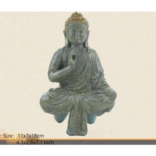Resin Miniature Three-legged Indian Buddha Decorative Sitting Buddha Statue Blessing Figurine with Hands Together Decor for Home