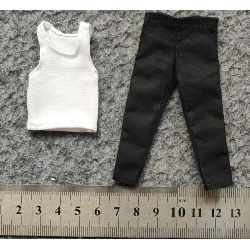 1/12 Scale Soldier Clothes White Vest+Black Pants Model for 6" Action Doll