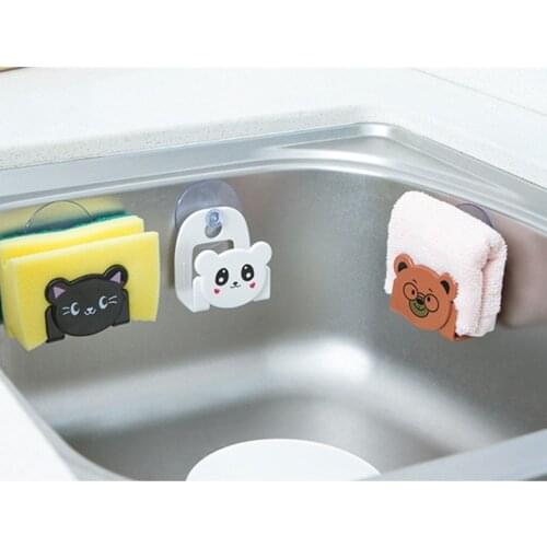 Cartoon Dish Cloth Sponge Holder Dining Kitchen Rack Organizer With Suction Cup Kitchen Multifunctional Storage Organizer Rack
