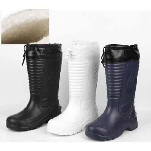 EXCARGO Shoes Men Winter Long Waterproof Snow Boots Rubber Rianboots Plus Velvet Warm EVA Rain Boots Lightweight Non-slip Shoes