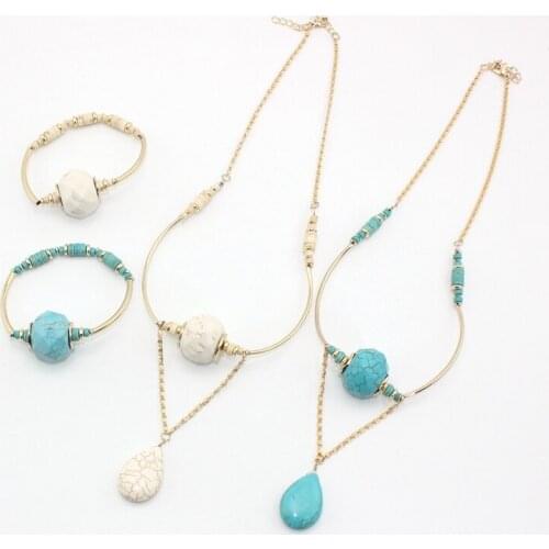 2016 new U shape white and blue beads drop water long necklace women beads cute bracelets