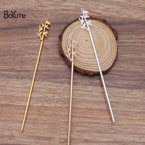 BoYuTe Wholesale (20 Pieces/Lot) 14*28MM Metal Alloy Bamboo Hair Stick Vintage Hair Accessories Diy Hand Made Jewelry Materials