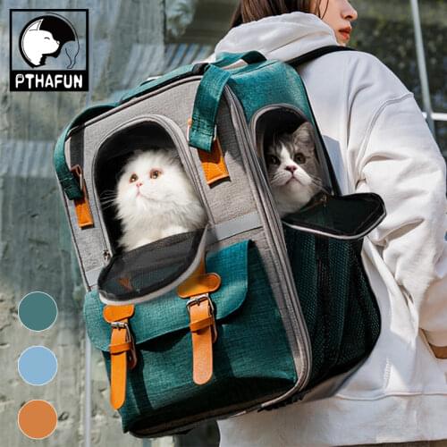 Cat Carrier Bag Pet Backpack Outdoor Travel Pet Carrier Hand-Held Double Shoulder Bag Handbag Breathable and Foldable Storage