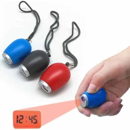 Portable Digital Projection Alarm Clock Key Chains Mini Projector LED Clock Carry Time Flashlight Clock Hanging Rope Table Decor