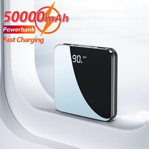 Mini Power Bank 50000mAh Is Suitable for IPhone Xiaomi Portable LCD Digital Display Fast Charger, External Battery One-way Fast