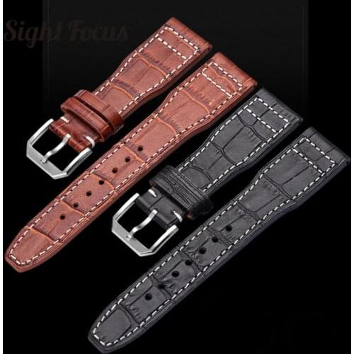 Nubuck Leather Strap for IWC Big Pilot Watch Band Brown Black 22mm Crazy Horse Cowhide Leather Bracelet Mark Wristband Men Belt