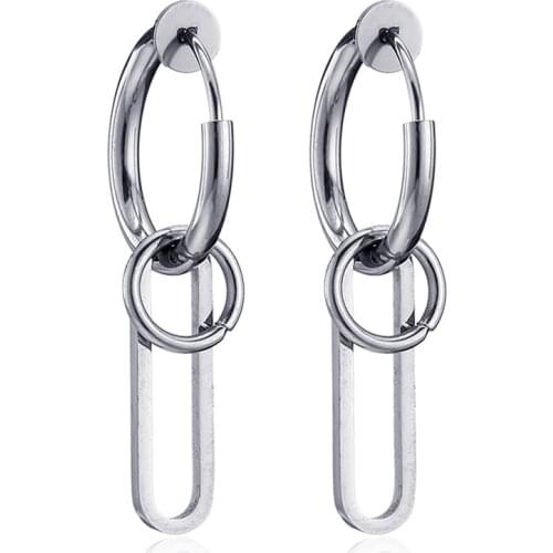 Punk Hoop Earrings Korean Geometry Earrings For women Female Stainless Steel Earrings Men 2021 Trend Fashion Jewelry kolczyki