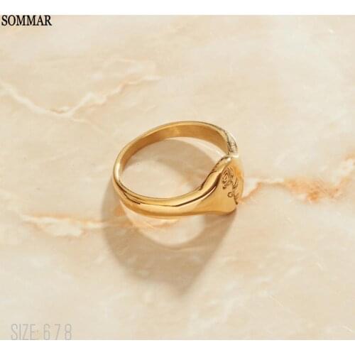SOMMAR Hot Gift Gold Vermeil size 6 7 8 Goddess wedding rings Rose flower opal Fashion Popular Luxury Jewelry