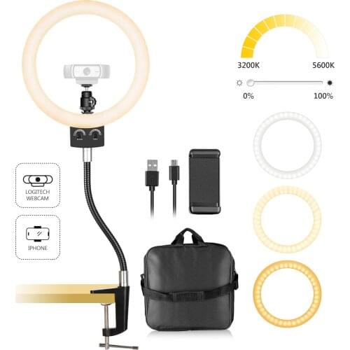 Neewer 8.9 inches Webcam Light for Logitech Webcam Dimmable USB LED Ring Light with Stand for Logitech Webcam Brio 4K C925e C922