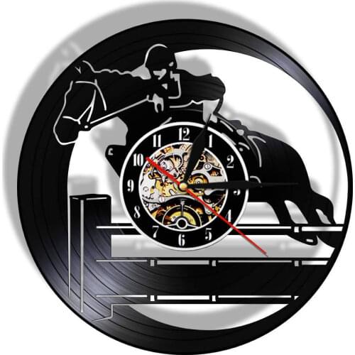 Vintage Horseback Riding Sport Vinyl Record Wall Clock Equestrianism Hobby Wall Art Horse Rider Clock Watch Horse Lover Gift