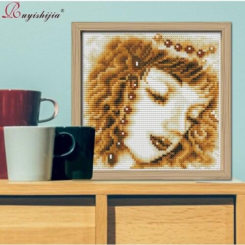 RUYISHIJIA Embroidery,Paintings,Needlework,Cross stitch kits,Little blonde princess,DIY Cross-stitch,thread embroidery