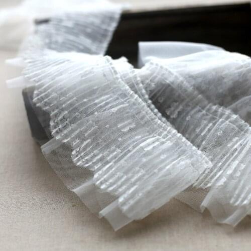 10cm Wide 2meter/lot Black and White 2Layer Mesh Lace Trimming Pleated Tulle Dress Home Garden Diy Decoration Fabric X993