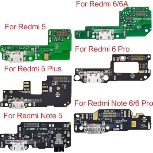 1pcs Charger Charging USB Port Dock Connector Flex Cable For Xiaomi Redmi Note 5 5A 6A 5 Plus 6 7A 8 9S Pro Replacement Parts