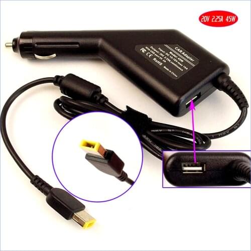 20V 2.25A Laptop Car DC Adapter Charger +USB for Lenovo Thinkpad X240 T431s X230s X240s,Yoga 11 11S 13 K2450