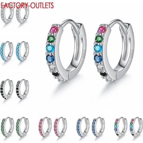 Drop Shipping Genuine 925 Sterling Silver Hoop Earrings Super Beautiful Female Jewelry Bright Crystal Earrings For Women Girls