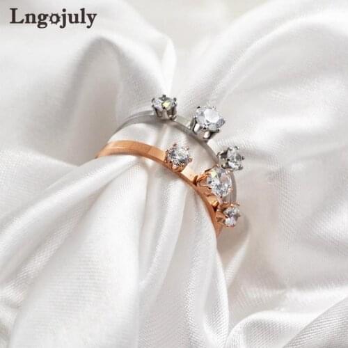 Women Titanium Steel Rings Jewelry RoseGold Titanium Wedding Rings For Women Girlfriend Lovers Anniversary Party Jewelry Gifts