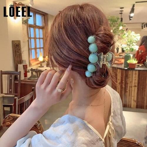 Candy Color Ladies Barrettes Acrylic Hair Claws Colorful Bean Shape Hairpins Makeup Hair Styling Hairgrips For Women Headdress