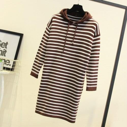 Autumn Spring Long Sweater Women Striped Long Sleeve Hooded Casual Pullover Female College Fashion Student Bottom Tops H9472