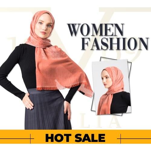 2020 Hot Sale Women 75x200 cm Orange Cotton Shawl Silky Scarf Muslim Hijab Wrap Female Neck Warm Headband Face Mask Lady