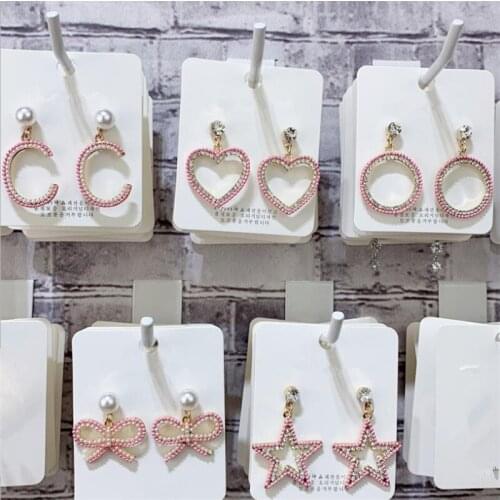 2021 Fashion Big Heart Round Bowknot Earrings Female Temperament Trendy Exaggerated Pink Pearl Earrings Women Party Accessories