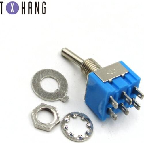 5pcs MTS-202 DPDT Switch 6A 125V AC 6-Pin ON-ON Mini Toggle Switches 13*13*31mm For Switching Lights Motors