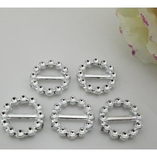 AB55 11mm)20pcs Acrylic Round Buckle Invitation Ribbon Slider For Wedding Supplies