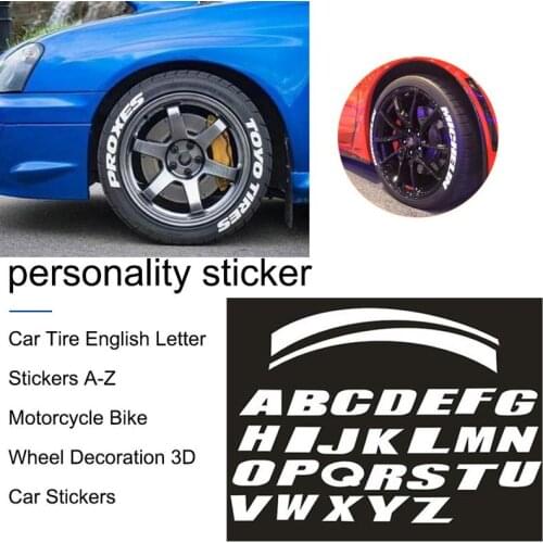 Car Universal Personality Sticker Wheel Sticker A-Z Motorcycle Bike Wheel Tire 3D Sticker English Letters DIY Sticker