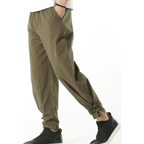 Cotton blue/gray/green/red/gray male haroun tang pants kung fu martial arts trousers tai chi wushu lay meditation bloomers