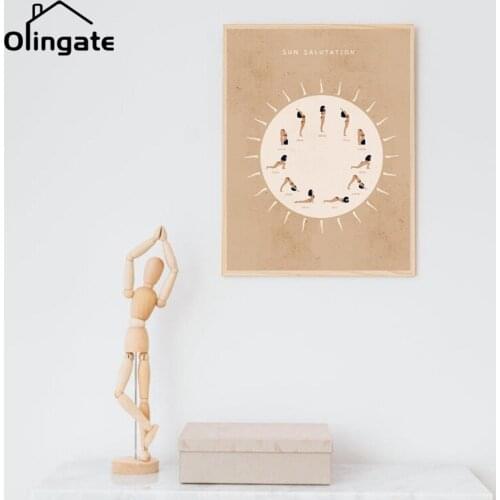 Buddha Quote Canvas Painting Sun Salutation Prints Surya Yoga Poster Wall Art Pictures Boho Style One Piece for Home Room Decor