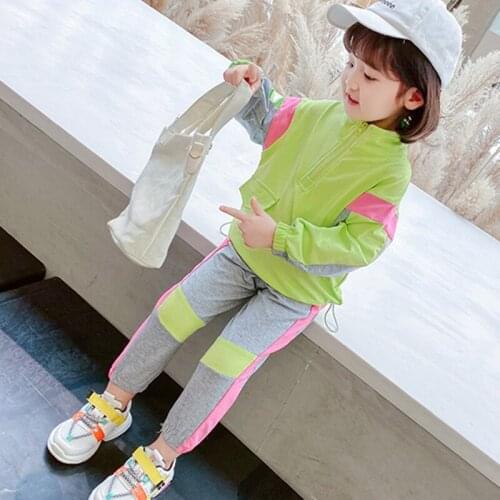DFXD 1-8Yrs Children Sport Suits 2020 Spring Autumn Fashion Long Sleeve Striped Coat+Pant 2pc Kids Costume Girls Tracksuits