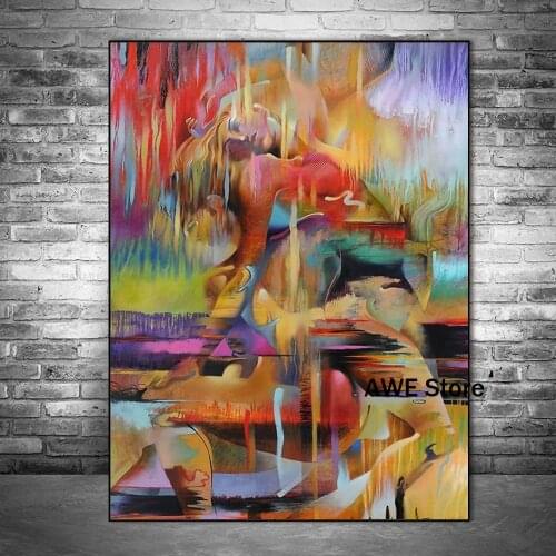 Home Decor Abstract Canvas Painting Modern Sex Lady Picture Wall Art Poster Girl Bedroom Abstract Minimalist Art Oil Painting