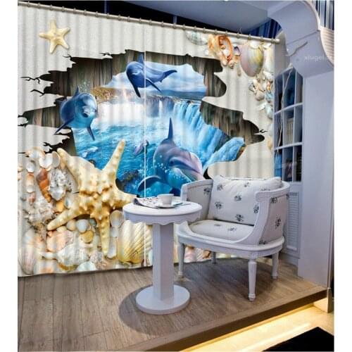 European 3D Curtains angel design Curtains For Living Room Bedroom dolphin curtains custom curtains
