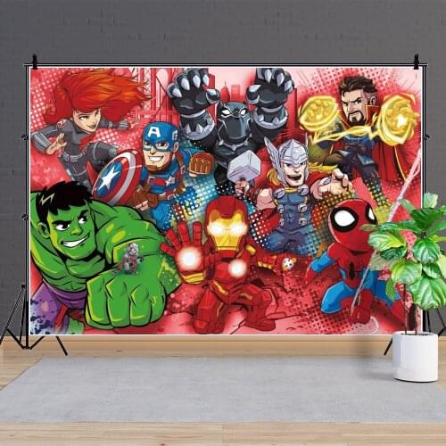 Super Hero Spiderman Panther Birthday Background Cloth Tapestry Marvel Birthday Kid Baby Party Decoration Photography Background