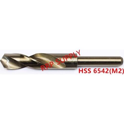 HSS6542(M2), 1pc twist drill size from 17mm to 20.5mm, reduced 12.7mm(1/2") shank, to cut steel, Aluminum and stainless steel