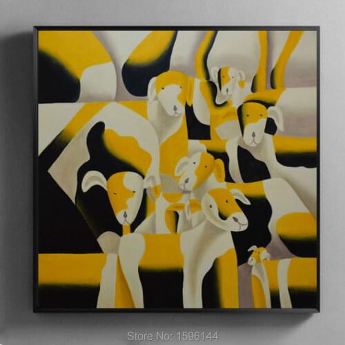 Oil Painting Hand painted Abstract Animal Dog and Cat Wall art Picture for living room Painting Canvas Modern Home decor #963