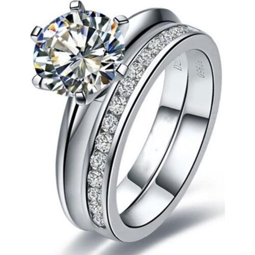 Genuine Moissanite Certify Test Real 1CT Engagement Ring Sterling Silver Moissanite Ring for Women Diamond Rings Set