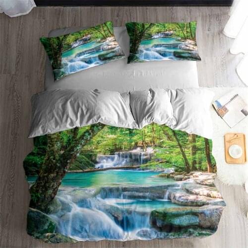 HELENGILI 3D Bedding Set flowing water Beautiful scenery Print Duvet cover set bedclothes with pillowcase bed set home Textiles