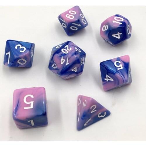 Rollooo Dice 7pc/set Mix color Digital Dice d4 d6 d8 d10 d% d12 d20 Rpg dice