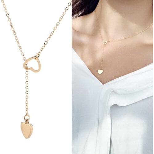 2019 Fashion Europe And The New Necklace Simple Personality Peach Heart Love Womens Y-shaped Necklace Factory Direct Sales